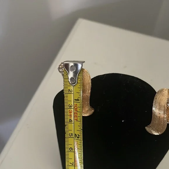 Gold with Rhinestone Earrings - Picture 7 of 8